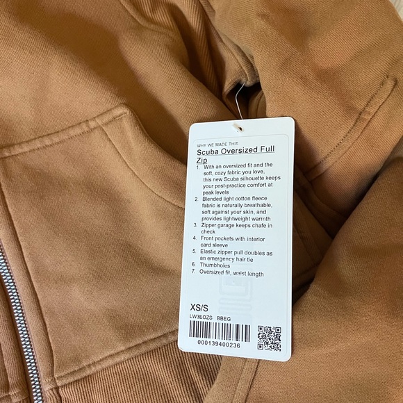 NWT Lululemon Scuba Oversized Full Zip Hoodie, Sz XS/S, BOLD BEIGE - Picture 5 of 8